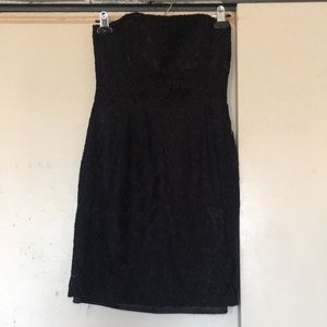 Black lace strapless dress